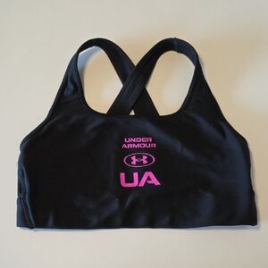 Under Armour Black Sports Bra Top with Pink Logo Size Med